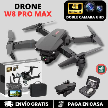 NUEVO DRON 4K W8 PRO MAX 2026 CON INTELIGENCIA ARTIFICIAL + HELICES DE RESPUESTO EXTRA