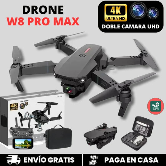 NUEVO DRON 4K W8 PRO MAX 2026 CON INTELIGENCIA ARTIFICIAL + HELICES DE RESPUESTO EXTRA