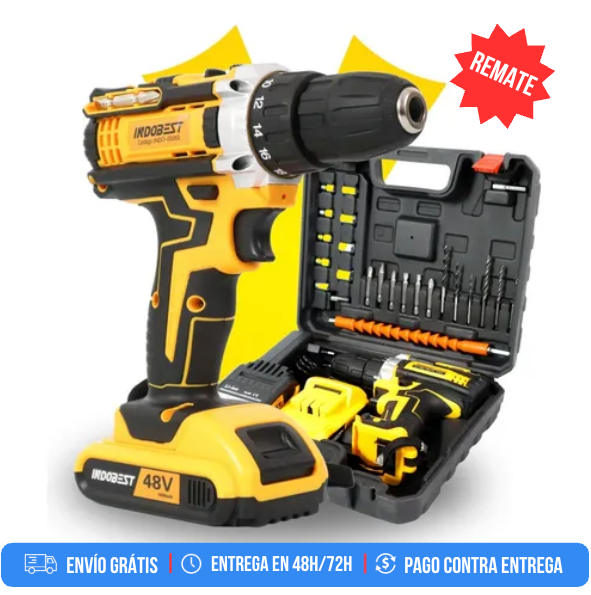 KIT TALADRO INALÁMBRICO ATORNILLADOR + 26 ACCESORIOS + 2 BATERIAS REGALO
